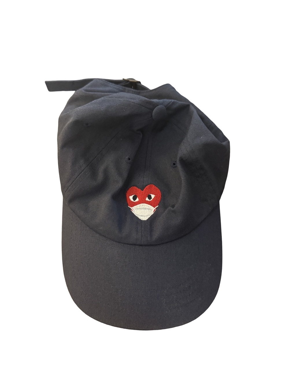 Unisex Navy Heart Face with Mask Embroidered Baseball Cap